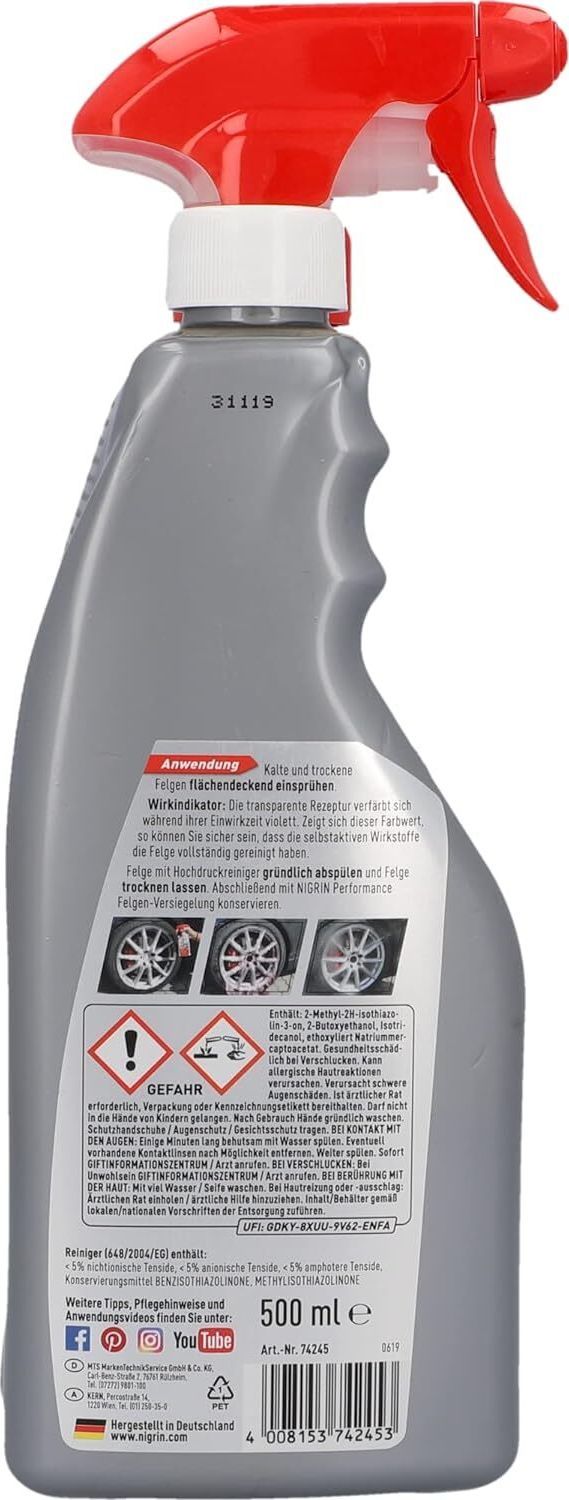 Preview: NIGRIN Felgen-Reiniger Performance Turbo 2x 500ml