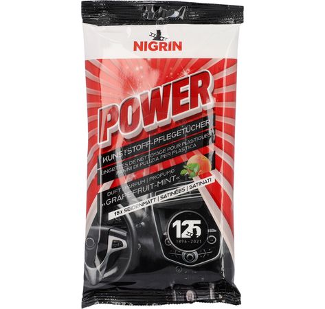 NIGRIN POWER Kunststoff-Reinigungstücher 15Stk